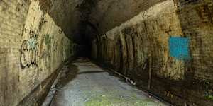 Graffiti has been sprayed on the walls of the tunnel,which has been unused for a decade.