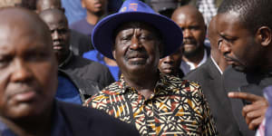 Kenyan presidential candidate Raila Odinga,centre in downtown Nairobi,rejected the results of the election.