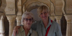 Edna (left) and Sue on holiday in India.