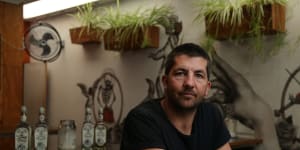 Paul Aron,owner of El Publico restaurant and bar and Mary Street Bakery;photographed in El Publico,Beaufort Street,Highgate,Perth,WA;7th April 2016,by Philip Gostelow Hospitality