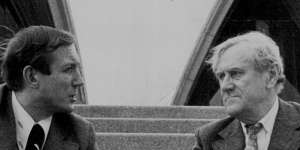 In 1973 the Sydney Opera House opened and Patrick White,pictured right with Russian poet Yevgeny Yevtushenko,won the Nobel Prize for Literature.