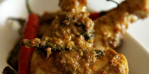 Chicken rendang with cardamom.