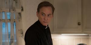 Father Dan Hastings (Neal Huff) is Mare’s cousin. But family ties are no guarantee of innocence in this drama.