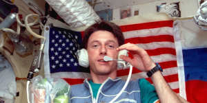 Michael Foale on the Mir station in 1999.