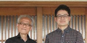 Yusuke Shiba (right) reunited with his father,one of Japan’s most renowned string instrument artists,Kakujo Nakamura,last year.