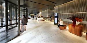 The new lobby at 55 Collins Street has replaced the ANZ’s old bank branch.