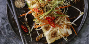 Kylie Kwong's refreshing silken tofu with vegetables,chilli and ginger.