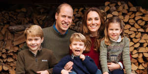 Prince William,Duke of Cambridge and Catherine,Duchess of Cambridge with their three children Prince George (left),Princess Charlotte (right) and Prince Louis. 