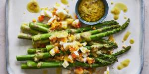 Dress up some asparagus spears with this egg vinaigrette.