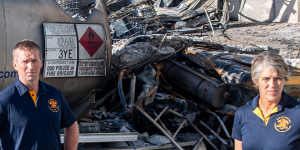 Dion Robinson,who was on the scene at Derrimut,and union health and safety representative Kat Dunell,who attended the 2018 Footscray fire