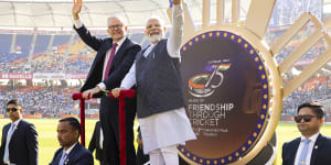 Australian Prime Minister Anthony Albanese and Indian Prime Minister Narendra Modi.