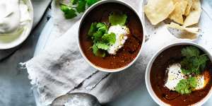 Mexican flavour:Sweet potato,chilli and lime soup.