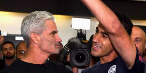 Arriving back in Melbourne after being freed from a Thai prison in 2019,Hakeem al-Araibi with Craig Foster.