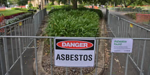 Victoria Park in the City of Sydney fenced off after asbestos was discovered.