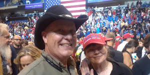 Will Hemingway and Linda Nix at the Trump Rally in Wilkes-Barre,Pennsylvania,August 2,2018. 