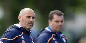 Kevin Muscat and Ange Postecoglou at Melbourne Victory in 2013.