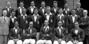 The English team from the 1932-33 Ashes Series:The Bodyline Series.