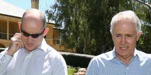 Stuart Robert with Prime Minister Malcolm Turnbull at family day at The Lodge on Sunday.