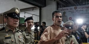 Hakeem al-Araibi arrives at a Thai court for his extradition hearing in 2019.
