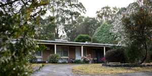 Simon Patterson’s home in Korumburra,where he was spotted playing with his children last month.