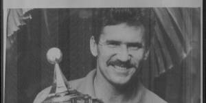 Victorious Australian captain Allan Border with the trophy after winning the Cricket World Cup in 1987.
