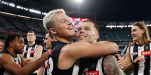 Collingwood’s Jack Ginnivan and Jamie Elliott.