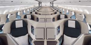 Business class seats on board Cathay Pacific’s Airbus A350 are in a 1-2-1 configuration.