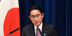 Japanese Prime Minister Fumio Kishida at a press conference at the prime minister’s official residence in Tokyo on Friday,December 16.