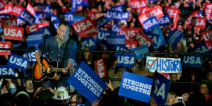 Bruce Springsteen campaigning for Hillary Clinton in 2016. 
