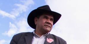 Mick Dodson at the National Museum in Canberra calling on both major parties to address Indigenous affairs issues during the election campaign,2014.