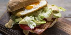 BLT with avocado,fried egg and HP mayonnaise.