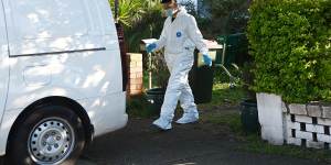 Forensic officers at the scene on Wednesday morning