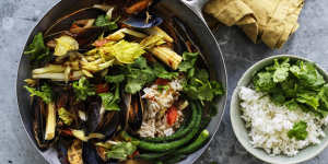 Hot,sour and briny:Thai -style mussel curry.