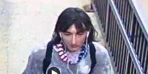 This image taken of video and provided by the Lake County Major Crime Task Force,shows Robert (Bobby) E. Crimo III disguised as a woman.