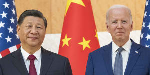 US President Joe Biden with Chinese President Xi Jinping at the G20 summit.