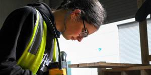 Stephanie Castaldo is a carpentry apprentice working in the male-dominated construction industry.