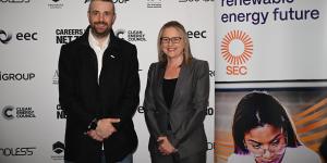 Victorian Premier Jacinta Allan with Atlassian’s Mike Cannon-Brookes on announcing the SEC has been registered with ASIC.
