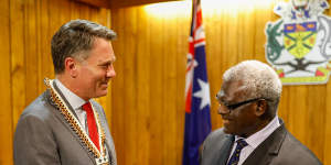 Deputy Prime Minister Richard Marles meeting Solomon Islands Prime Minister Manasseh Sogavare.