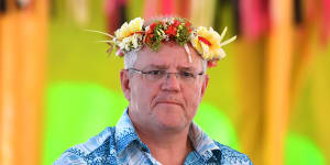 Scott Morrison arrives in Tuvalu.