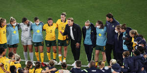 Tony Gustavsson addresses his players after their victory over Brazil in late 2021.