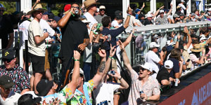 Fans cheer on LIV Golf’s party hole at Adelaide.