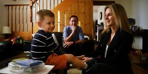 Childcare users Donna O’Neill and her husband Rory O’Neill with their son Conor,3,at their home in Balmain.