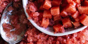 Watermelon granita with ginger syrup