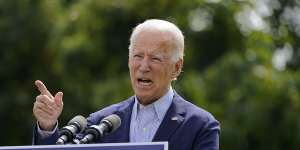 Former vice-president Joe Biden speaking about climate change in Delaware in September.