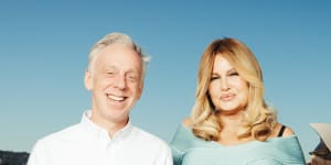 Mike White and Jennifer Coolidge from TV series The White Lotus in Sydney for the 2023 Vivid Festival.