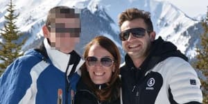 Anthony Koletti and Melissa Caddick on the ski slopes.
