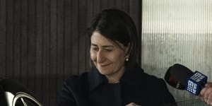 Former NSW Premier Gladys Berejiklian leaves her home in Sydney on Thursday ahead of the release of ICAC’s report.