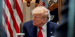 Donald Trump at a cabinet meeting this week. Despite big disruption from his administration,markets are back to where they started.