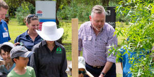 Planning Minister Anthony Roberts joins local residents at a tree planting day in Camden.