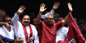 Brothers Mahinda Rajapaksa (left,the ex-PM) and President Gotabaya Rajapaksa are blamed for stoking the crisis.
